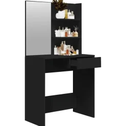 Kaptafels-vidaXL - Kaptafel - Zwart - Bewerkt hout