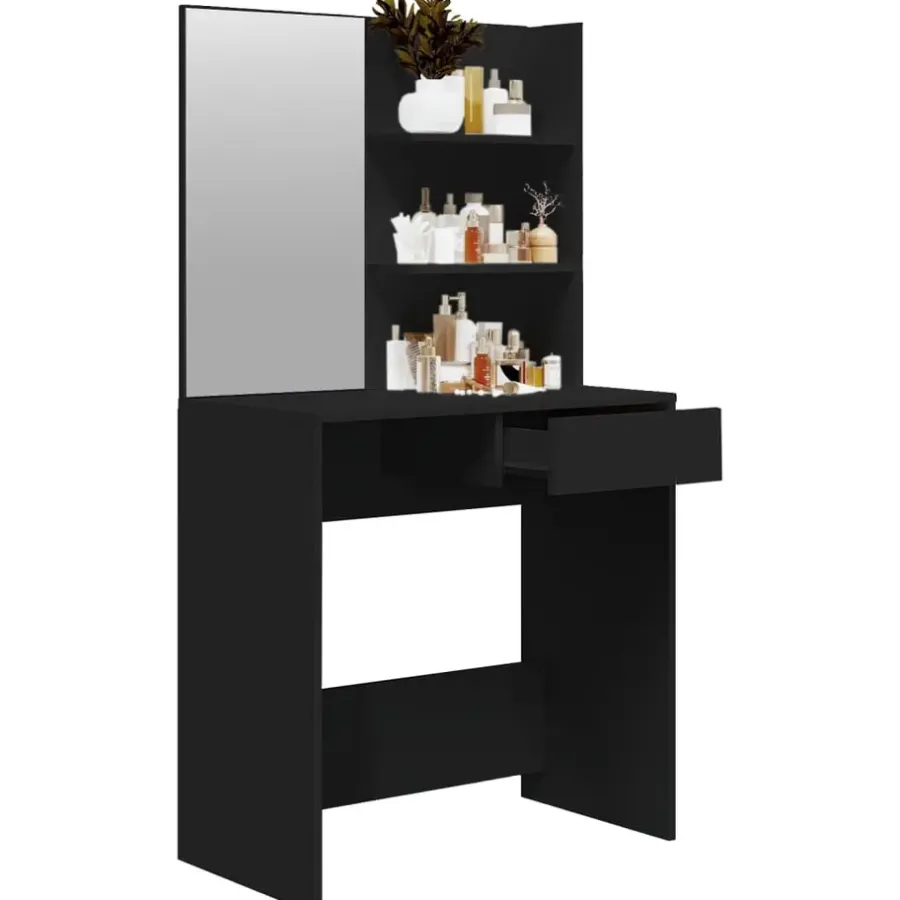 Kaptafels-vidaXL - Kaptafel - Zwart - Bewerkt hout