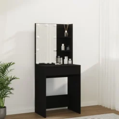 Kaptafels-vidaXL - Kaptafel - Zwart - Bewerkt hout
