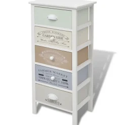 Ladekasten|Ladekasten-vidaXL - Kast - Wit - Hout - 38 x 28 x 86.5 cm