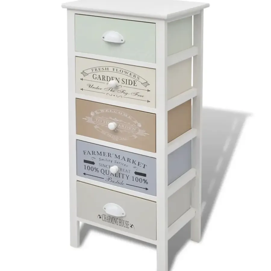 Ladekasten|Ladekasten-vidaXL - Kast - Wit - Hout - 38 x 28 x 86.5 cm