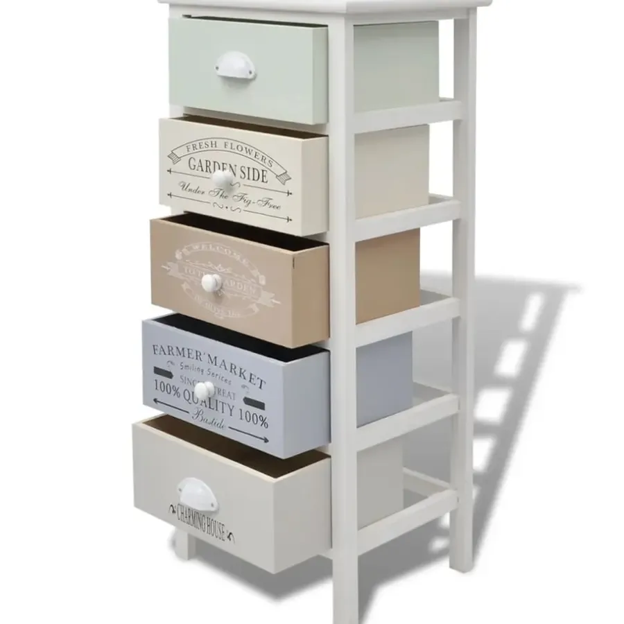 Ladekasten|Ladekasten-vidaXL - Kast - Wit - Hout - 38 x 28 x 86.5 cm