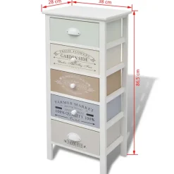 Ladekasten|Ladekasten-vidaXL - Kast - Wit - Hout - 38 x 28 x 86.5 cm