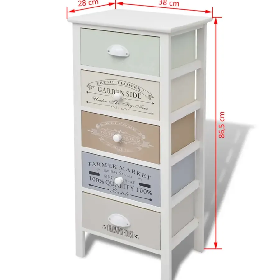 Ladekasten|Ladekasten-vidaXL - Kast - Wit - Hout - 38 x 28 x 86.5 cm