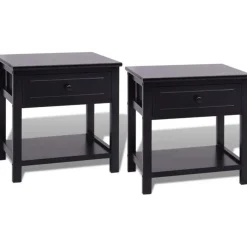 vidaXL - Kast - Zwart - Paulowniahout - 2 stuks