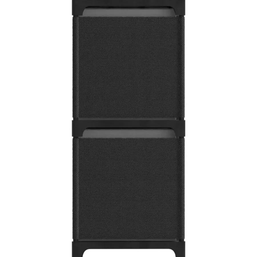 vidaXL - Kast met 4 vakken en grijs stof boxen - Zwart - 69x30x72.5 cm