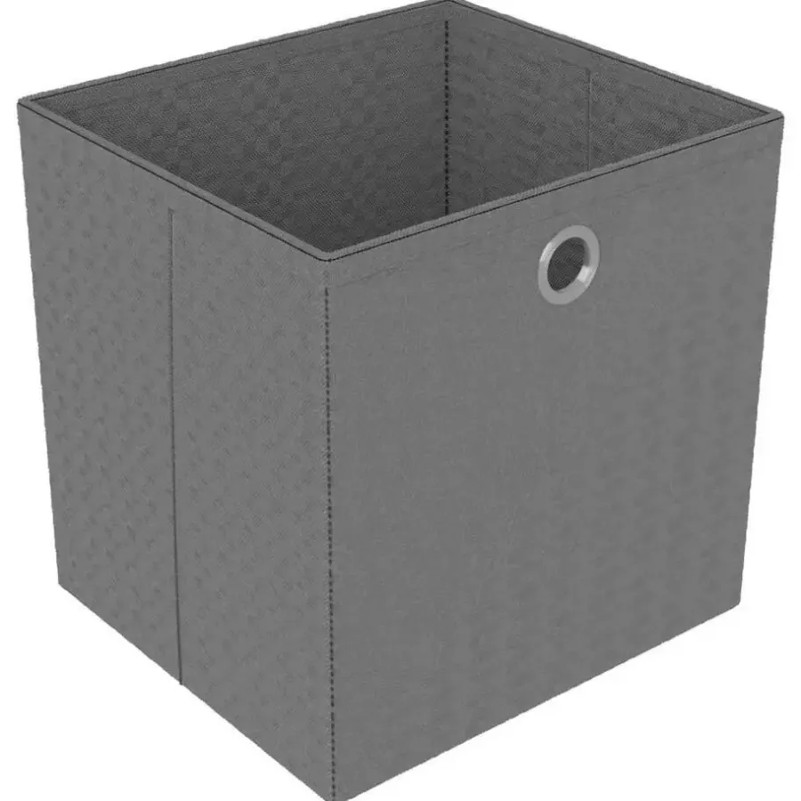 vidaXL - Kast met 4 vakken en grijs stof boxen - Zwart - 69x30x72.5 cm