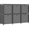 Wandkasten-vidaXL - Kast met 6 vakken en grijs stof boxen - Grijs - 103x30x72.5 cm