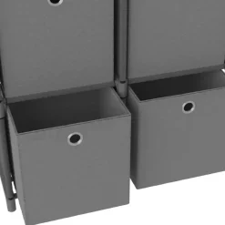 Wandkasten-vidaXL - Kast met 6 vakken en grijs stof boxen - Grijs - 103x30x72.5 cm