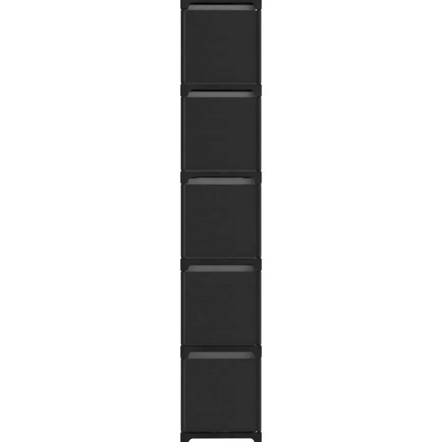 vidaXL - Kast met 15 vakken en grijs stof boxen - Zwart - 103x30x175.5 cm