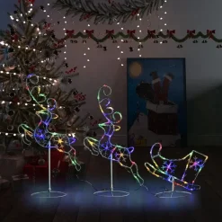 Kerstverlichting-vidaXL - Kerst Rendier En Slee - Multicolour