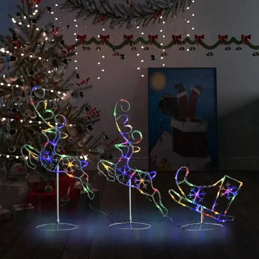 Kerstverlichting-vidaXL - Kerst Rendier En Slee - Multicolour