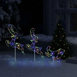 Kerstverlichting-vidaXL - Kerst Rendier En Slee - Multicolour