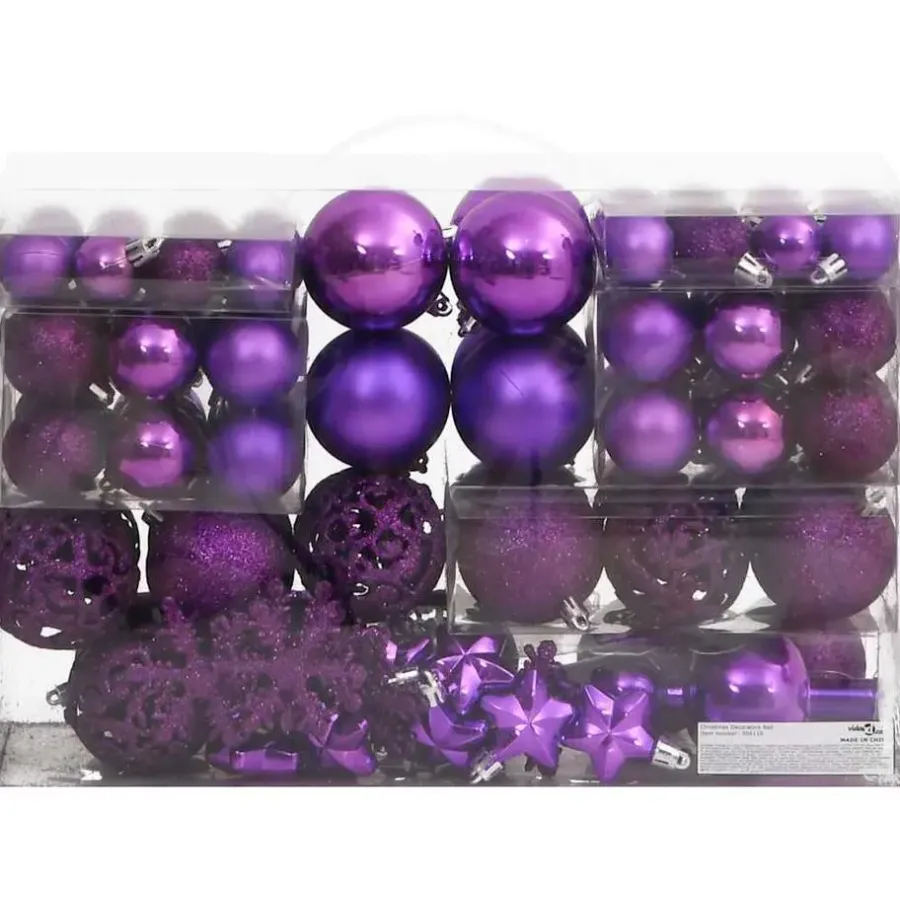 Kerstdecoratie-vidaXL - Kerstballenset - Paars - Polystyreen