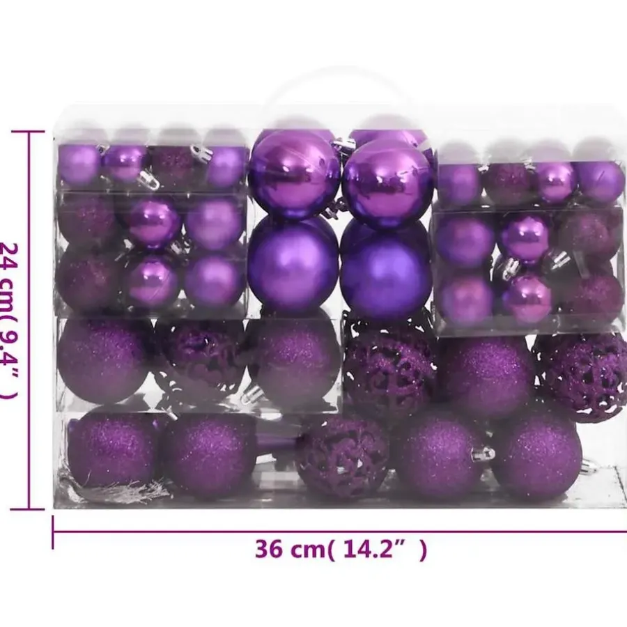Kerstdecoratie-vidaXL - Kerstballenset - Paars - Polystyreen