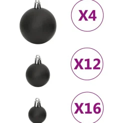 Kerstdecoratie-vidaXL - Kerstballenset - Zwart - Polystyreen