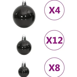 Kerstdecoratie-vidaXL - Kerstballenset - Zwart - Polystyreen