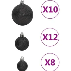 Kerstdecoratie-vidaXL - Kerstballenset - Zwart - Polystyreen