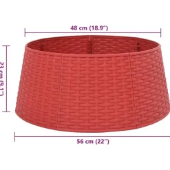 Kerstdecoratie-vidaXL - Kerstboomrok met geweven look Ø56x23 cm - Rood - Polypropeen