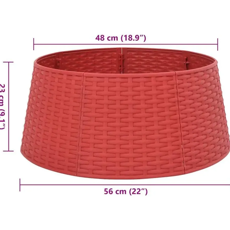 Kerstdecoratie-vidaXL - Kerstboomrok met geweven look Ø56x23 cm - Rood - Polypropeen