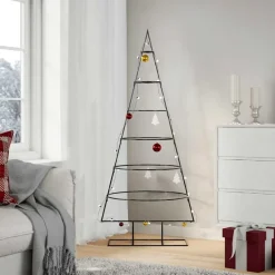 Kerstbomen-vidaXL - Kerstdecoratie kerstboom 65x60x150 cm - Zwart - Staal