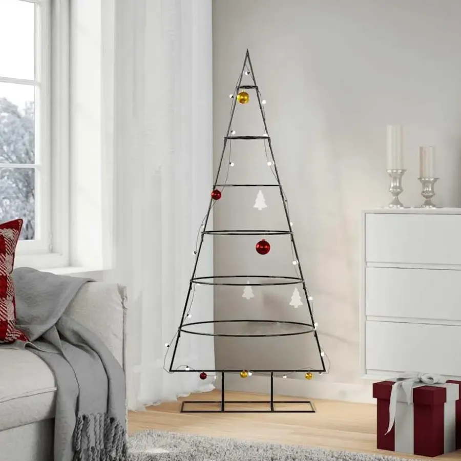 Kerstbomen-vidaXL - Kerstdecoratie kerstboom 65x60x150 cm - Zwart - Staal