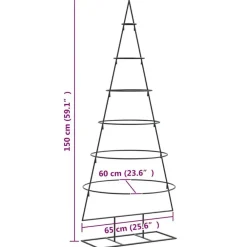Kerstbomen-vidaXL - Kerstdecoratie kerstboom 65x60x150 cm - Zwart - Staal
