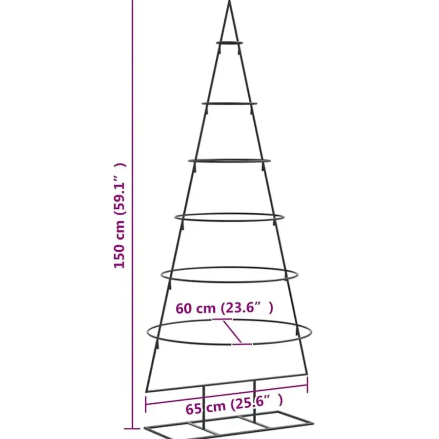 Kerstbomen-vidaXL - Kerstdecoratie kerstboom 65x60x150 cm - Zwart - Staal
