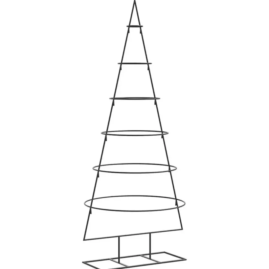 Kerstbomen-vidaXL - Kerstdecoratie kerstboom 65x60x150 cm - Zwart - Staal
