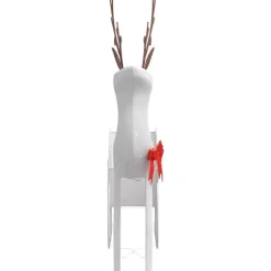 Kerstverlichting-vidaXL - Kerstdecoratie rendier en slee met LED's - Koudwit - Stof en metaal