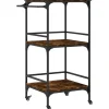 Trolleys-vidaXL - Keukentrolley - Bruin - Bewerkt hout