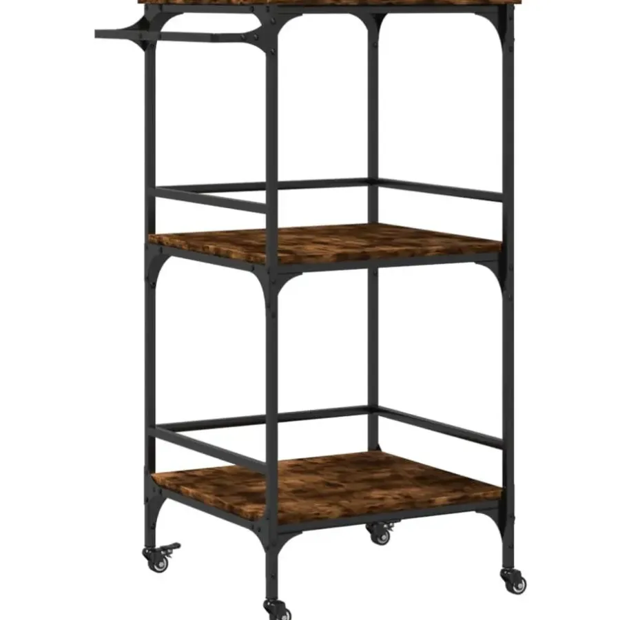 Trolleys-vidaXL - Keukentrolley - Bruin - Bewerkt hout