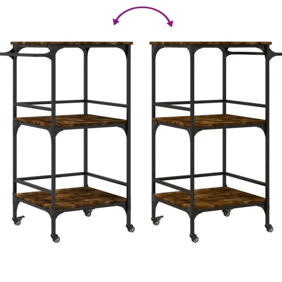 Trolleys-vidaXL - Keukentrolley - Bruin - Bewerkt hout