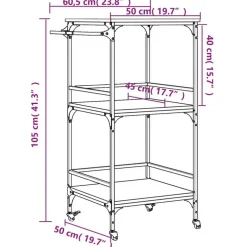 Trolleys-vidaXL - Keukentrolley - Bruin - Bewerkt hout