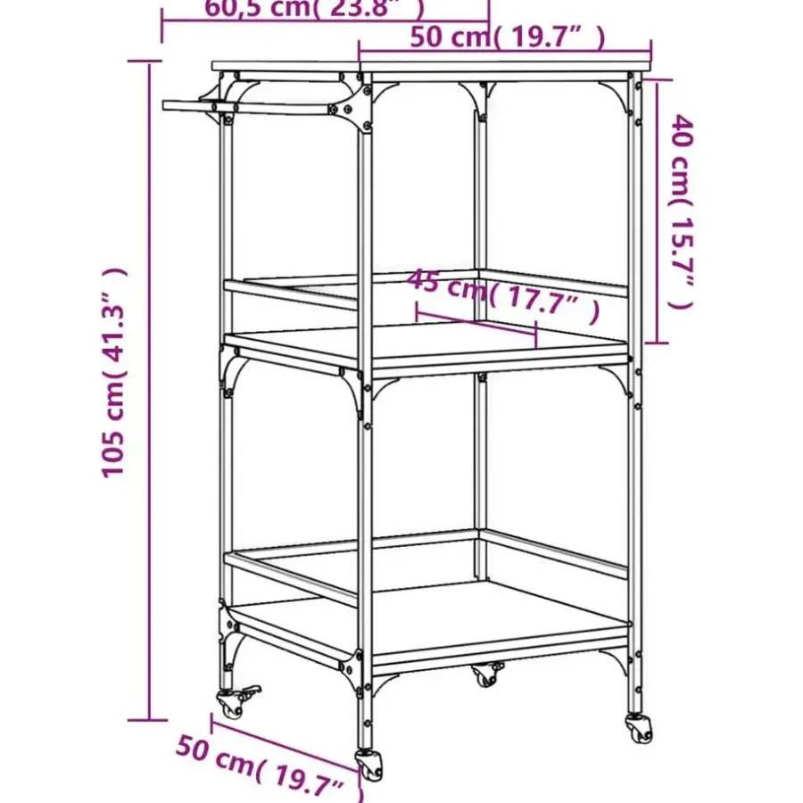 Trolleys-vidaXL - Keukentrolley - Bruin - Bewerkt hout