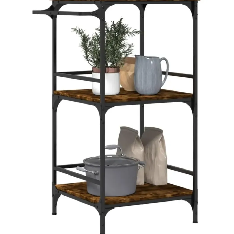 Trolleys-vidaXL - Keukentrolley - Bruin - Bewerkt hout