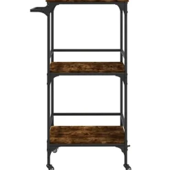 Trolleys-vidaXL - Keukentrolley - Bruin - Bewerkt hout