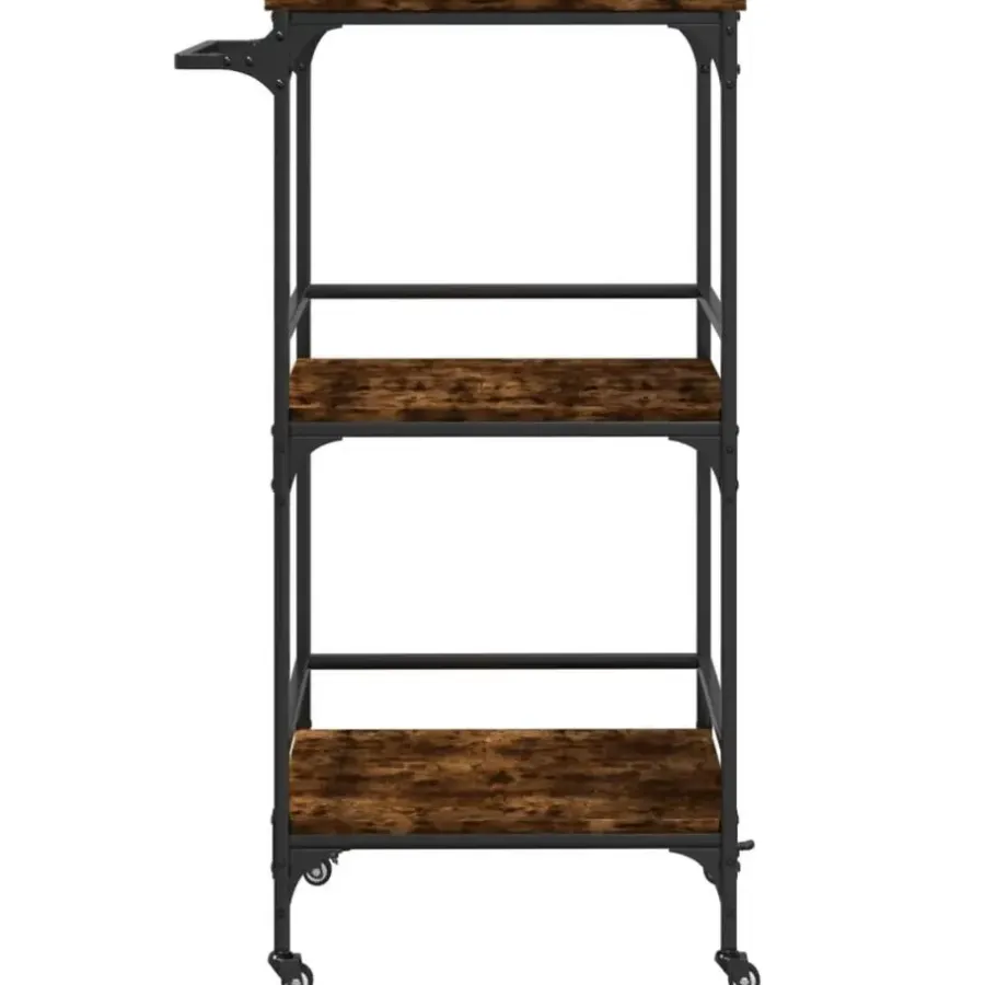 Trolleys-vidaXL - Keukentrolley - Bruin - Bewerkt hout
