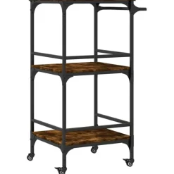 Trolleys-vidaXL - Keukentrolley - Bruin - Bewerkt hout