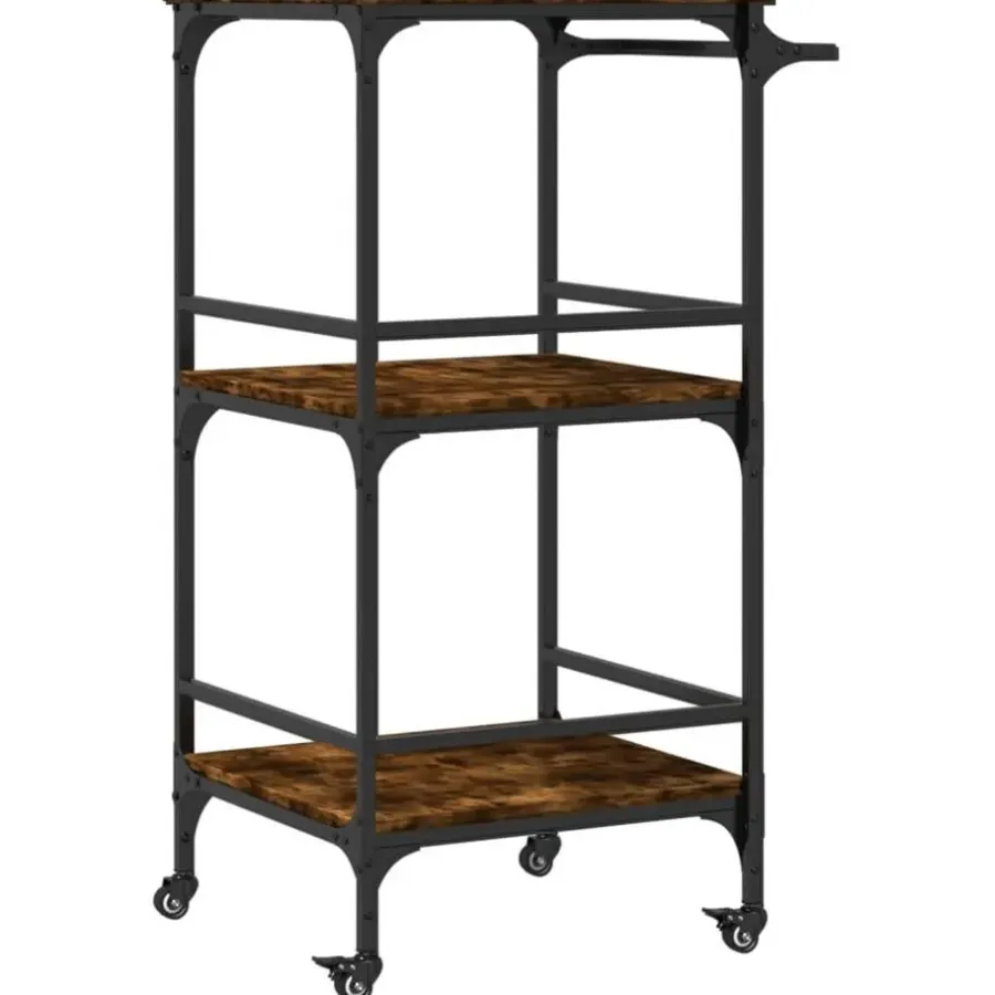 Trolleys-vidaXL - Keukentrolley - Bruin - Bewerkt hout