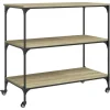 Trolleys-vidaXL - Keukentrolley - Bruin - Bewerkt hout