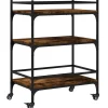 Trolleys-vidaXL - Keukentrolley - Bruin - Bewerkt hout