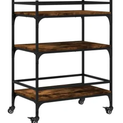 Trolleys-vidaXL - Keukentrolley - Bruin - Bewerkt hout