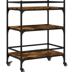 Trolleys-vidaXL - Keukentrolley - Bruin - Bewerkt hout