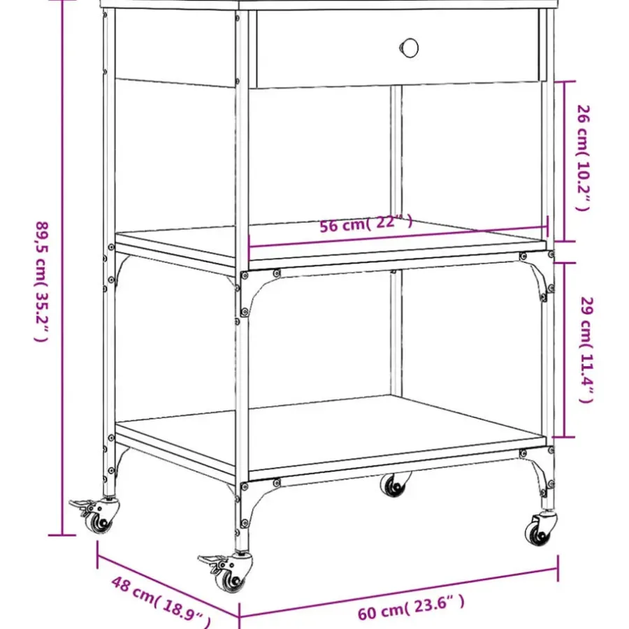 Trolleys-vidaXL - Keukentrolley - Bruin - Bewerkt hout