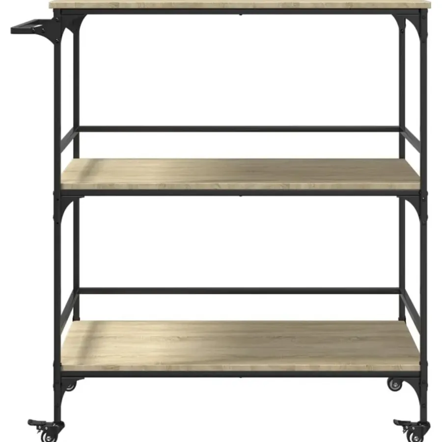 Trolleys-vidaXL - Keukentrolley - Bruin - Bewerkt hout