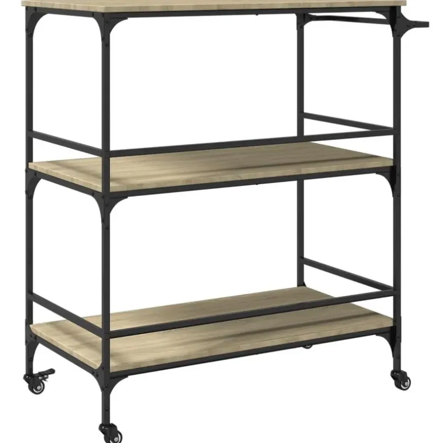 Trolleys-vidaXL - Keukentrolley - Bruin - Bewerkt hout