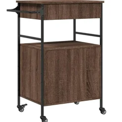 Trolleys-vidaXL - Keukentrolley - Bruin - Bewerkt hout