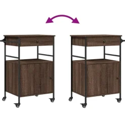 Trolleys-vidaXL - Keukentrolley - Bruin - Bewerkt hout