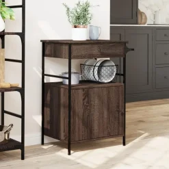 Trolleys-vidaXL - Keukentrolley - Bruin - Bewerkt hout